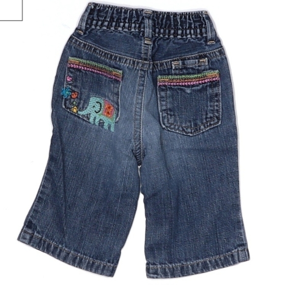 Baby Gap Embroidered Elephant Dark Wash Jeans Gir's Size 3-6M Infant Pants EUC - Picture 2 of 7